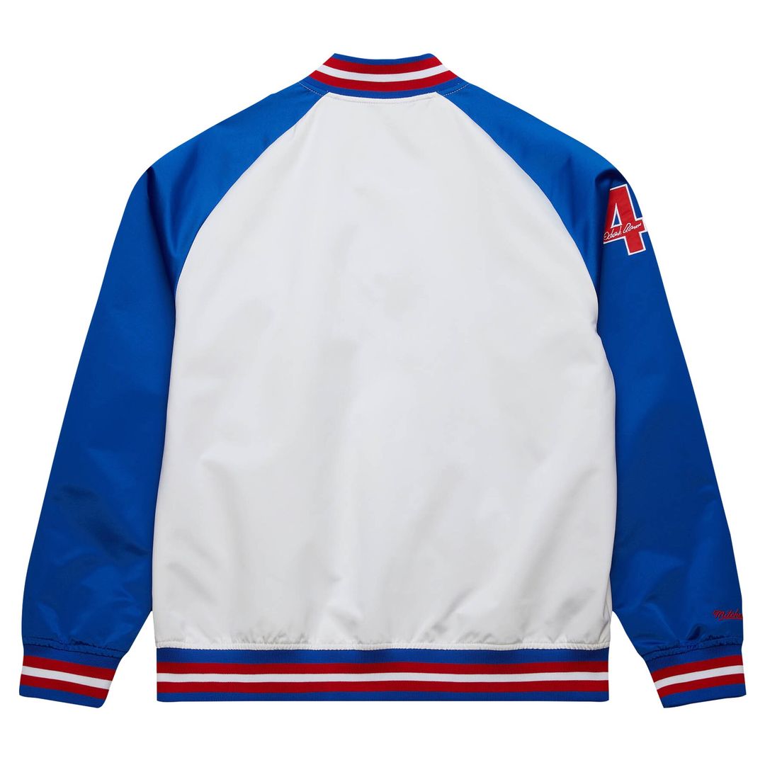 Atlanta Braves Hank Aaron Mitchell & Ness Cooperstown Legends Lightweight Satin Raglan Full - Snap Jacket - White/Royal
