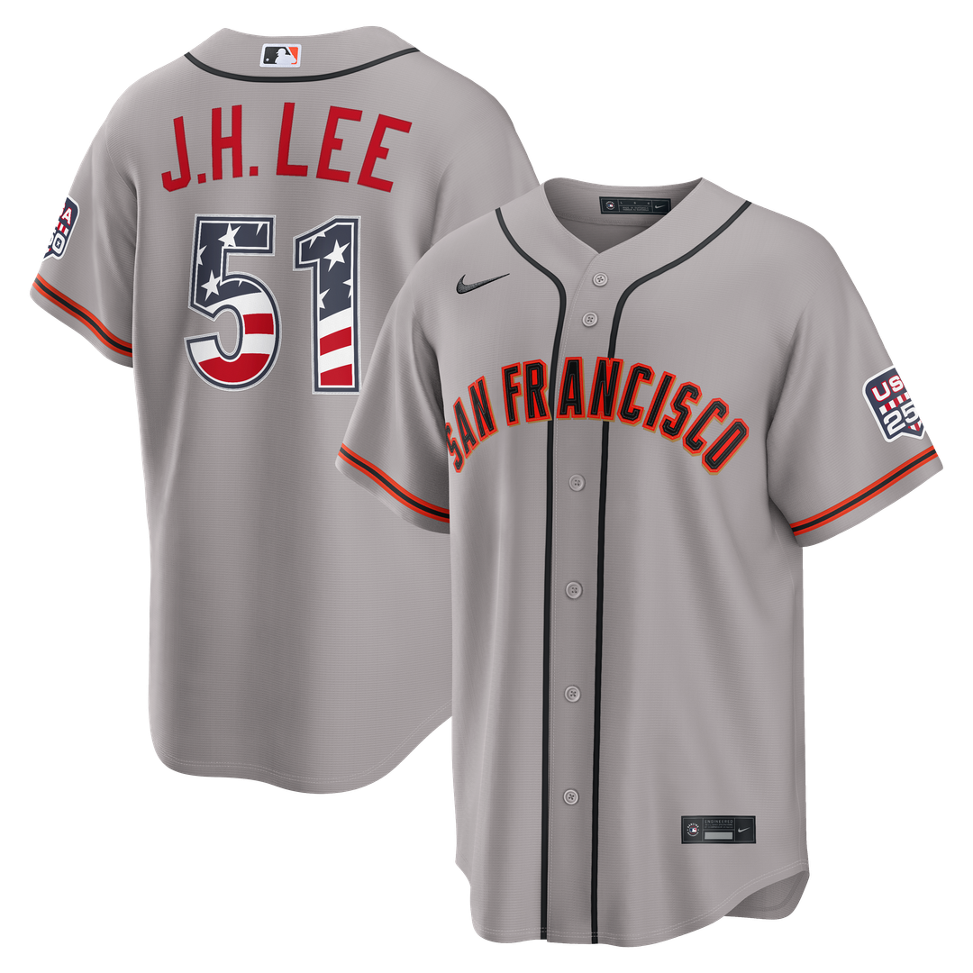 San Francisco Giants Jung Hoo Lee Nike USA 250 Fourth of July Road Stadium Jersey - Gray