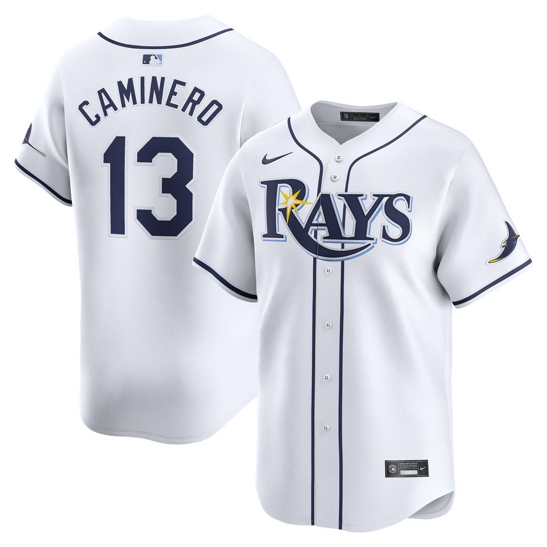 Tampa Bay Rays Junior Caminero Nike Youth Home Limited Player Jersey - White