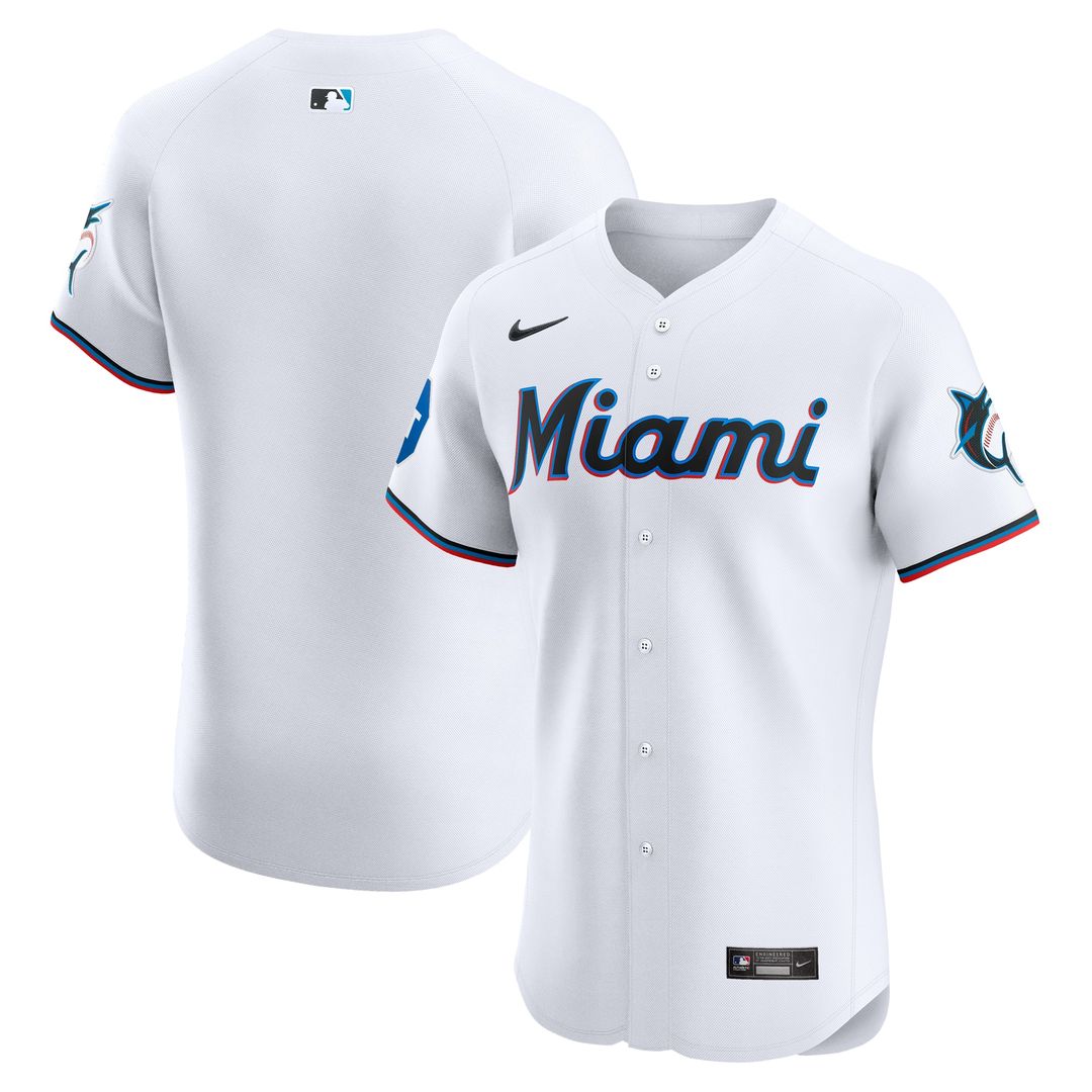 Miami Marlins Nike Home Elite Patch Jersey - White