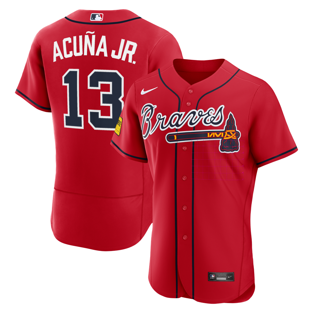 Atlanta Braves Ronald Acuña Jr. Nike Alternate Authentic Sponsor Patch Jersey - Red