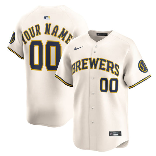 Milwaukee Brewers Nike Home Limited Custom Jersey - Cream