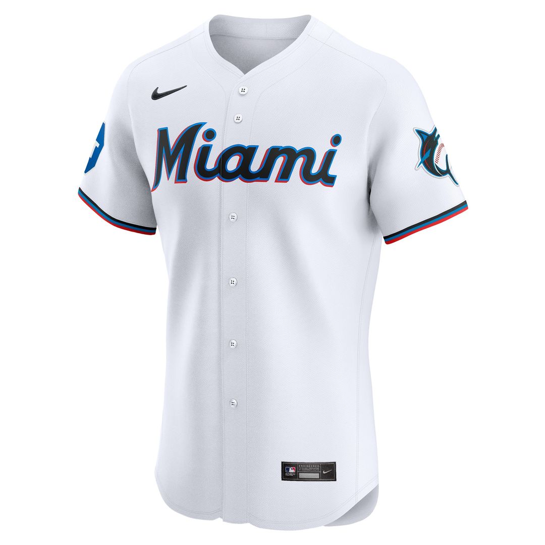 Miami Marlins Nike Home Elite Patch Jersey - White
