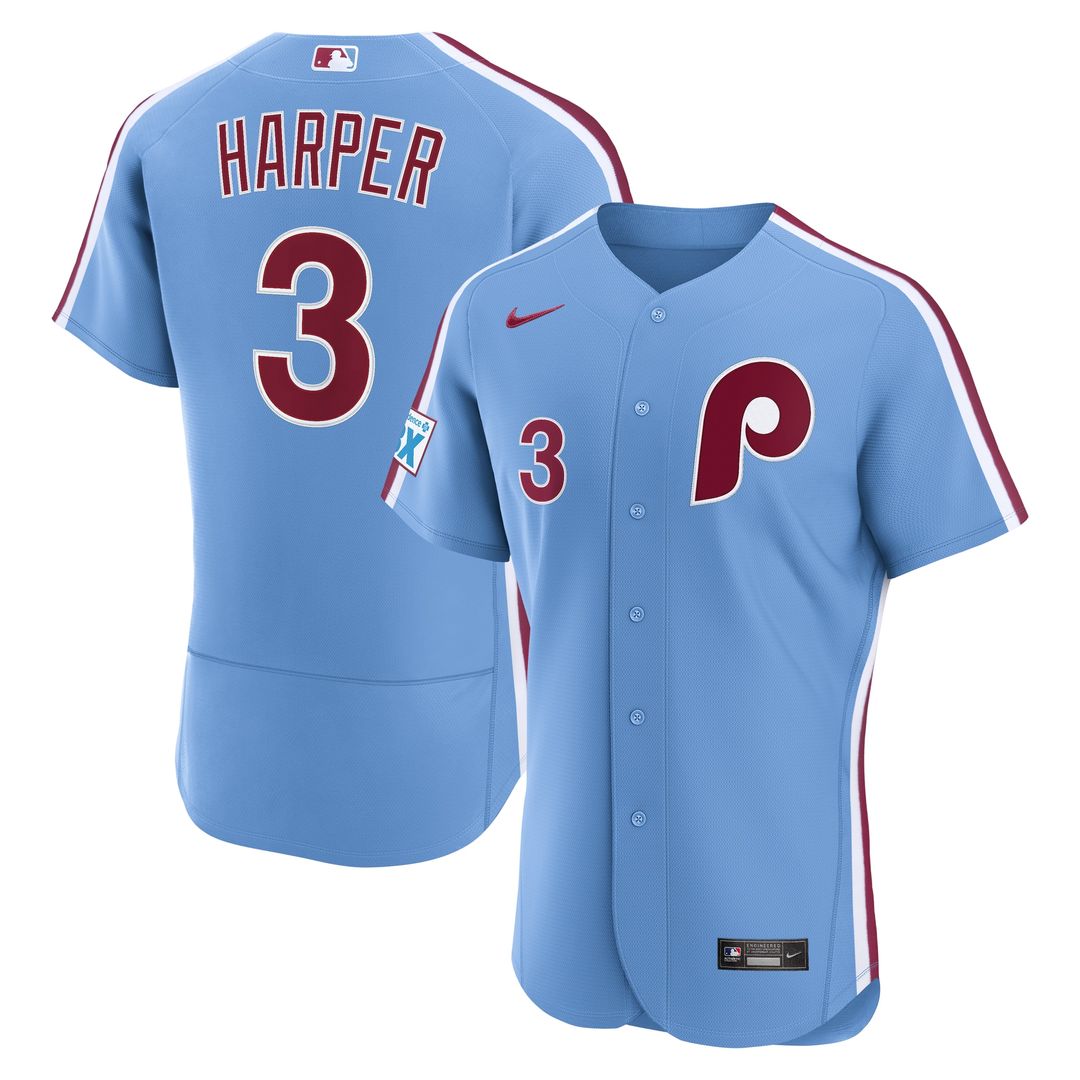 Philadelphia Phillies Bryce Harper Nike Alternate Authentic Sponsor Patch Jersey - Cream