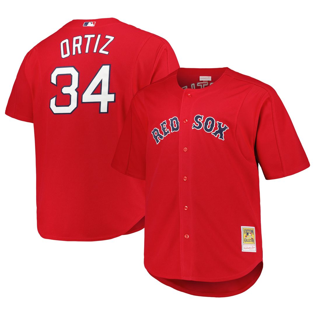 Boston Red Sox David Ortiz Mitchell & Ness Big & Tall Cooperstown Mesh Batting Practice Jersey - Red