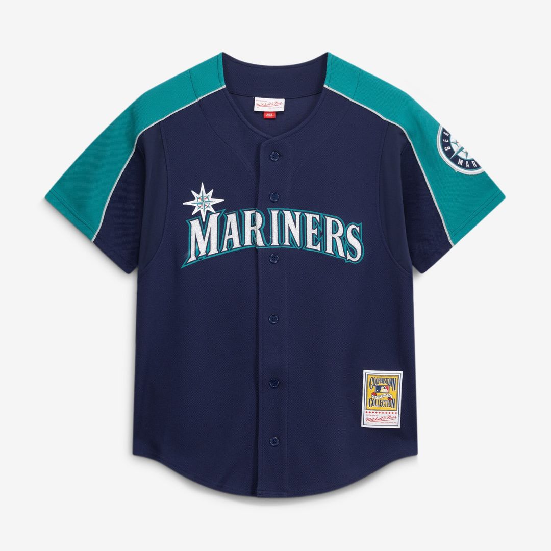 Seattle Mariners Ichiro Suzuki Mitchell & Ness 2006 Cooperstown Mesh Batting Practice Button - Up Jersey - Navy