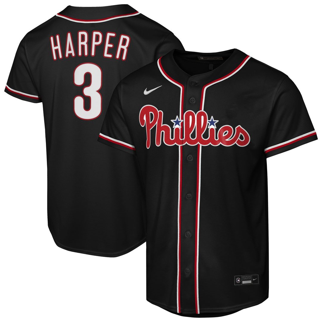 Philadelphia Phillies Bryce Harper Nike Youth Fashion Replica Player Jersey - Black