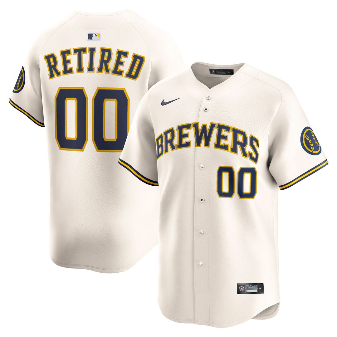 Milwaukee Brewers Nike Home Limited Pick - A - Player Retired Roster Jersey - Cream